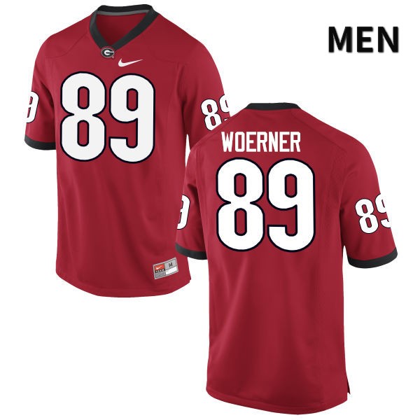 Georgia Bulldogs Men's Charlie Woerner #89 Red Stitched College UGA Football Jersey 23XM010XP